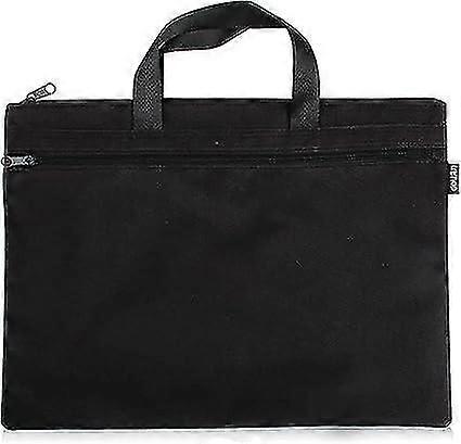 Office File Bag, Men's Briefcase Portable Binder A4 File Zipper Bag Black 1pc