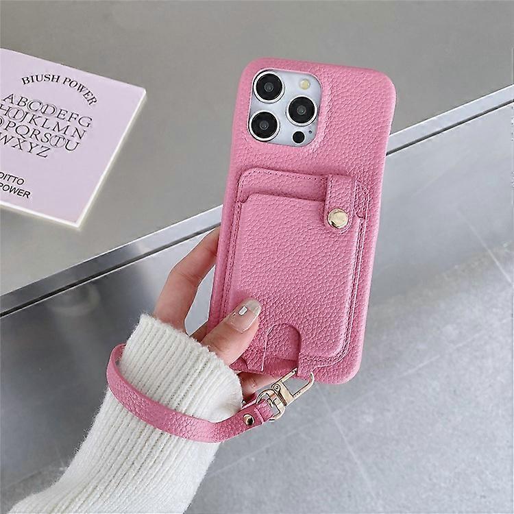 Compatible For iPhone 16 Pro Max Case Multi-Functional Card Slots Leather Back Cover with Wrist Strap