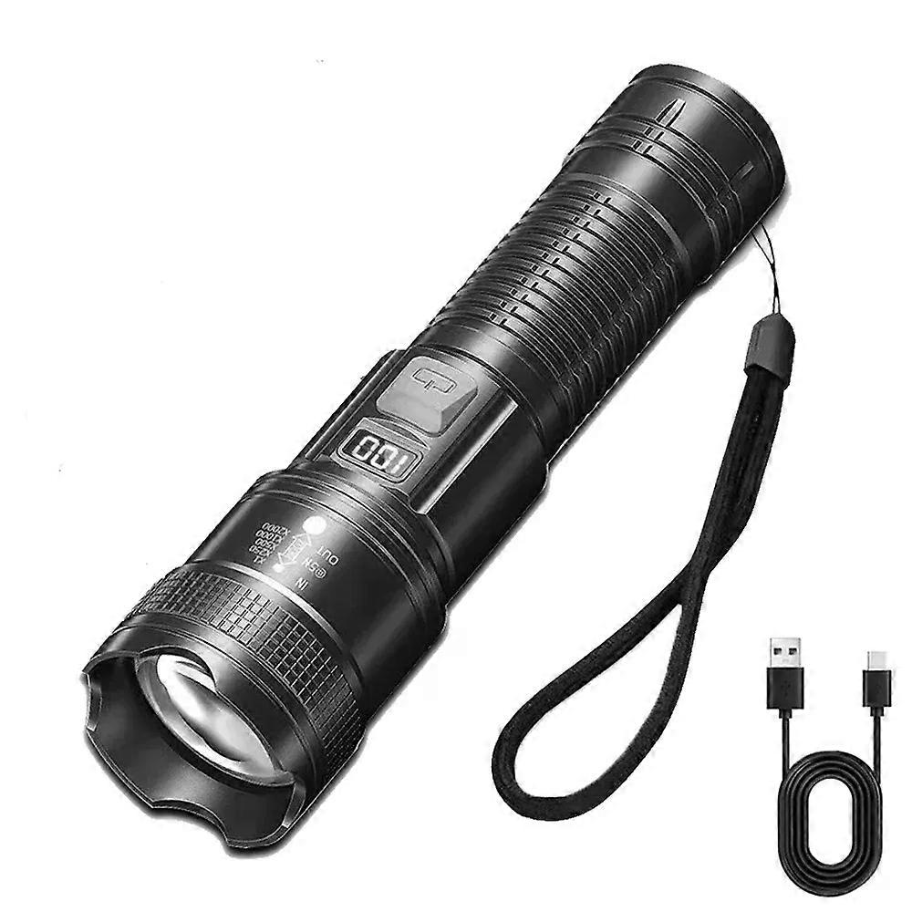 6000000LM LED Flashlight Rechargeable High Power Military Tactical Flashlight Telescopic Zoom Torch Lamp Outdoor Camping Lantern