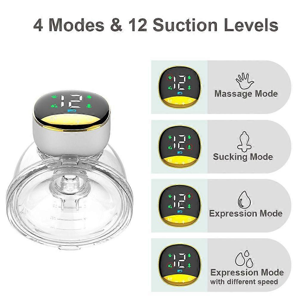 2 Pack Wearable Breast Pump Portable Hands Free Electric Breast Pump for Breastfeeding LED Screen 4 Modes 12 Suction Low Noise with 180ml Storage Capa