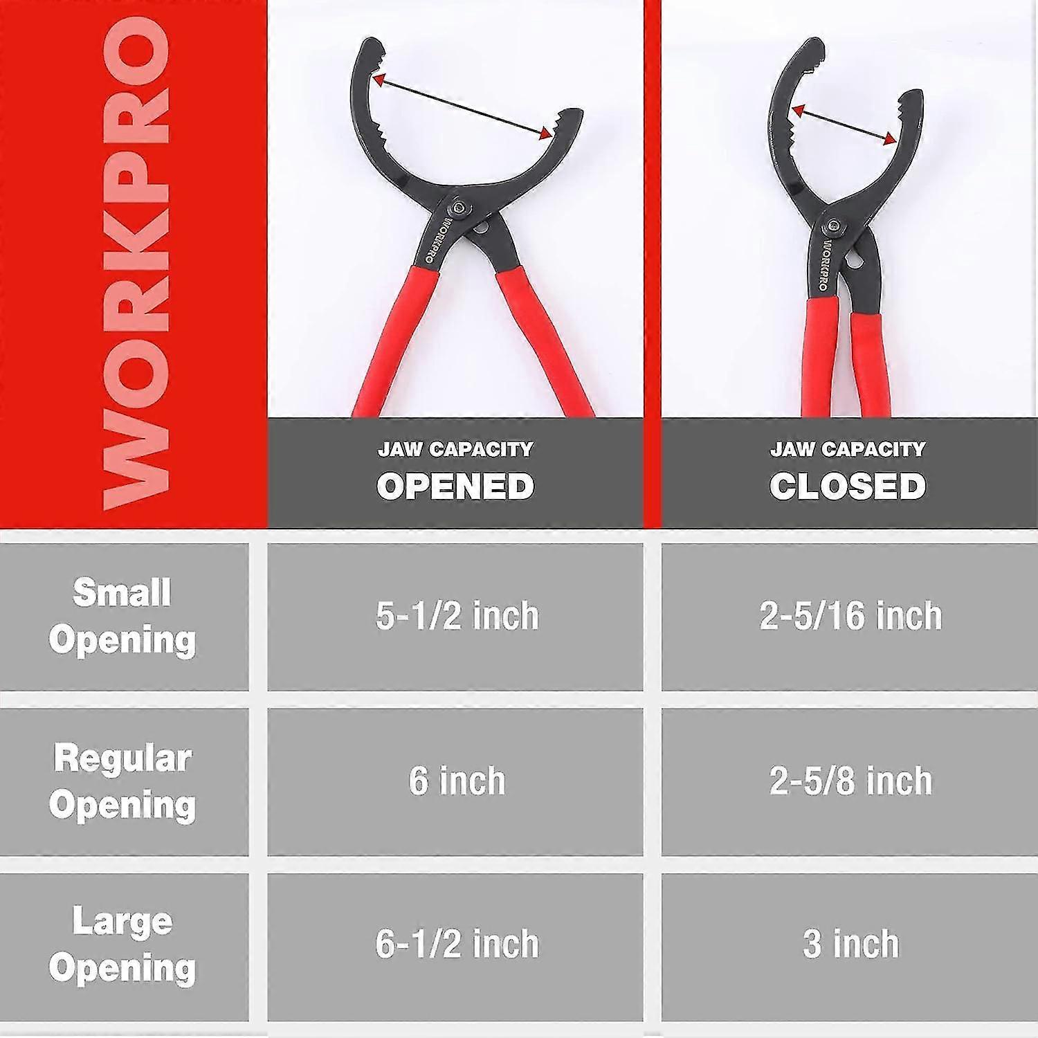 WORKPRO Oil Filter Wrench – 12-Inch Adjustable Oil Filter Removal Tool – Powder Coated