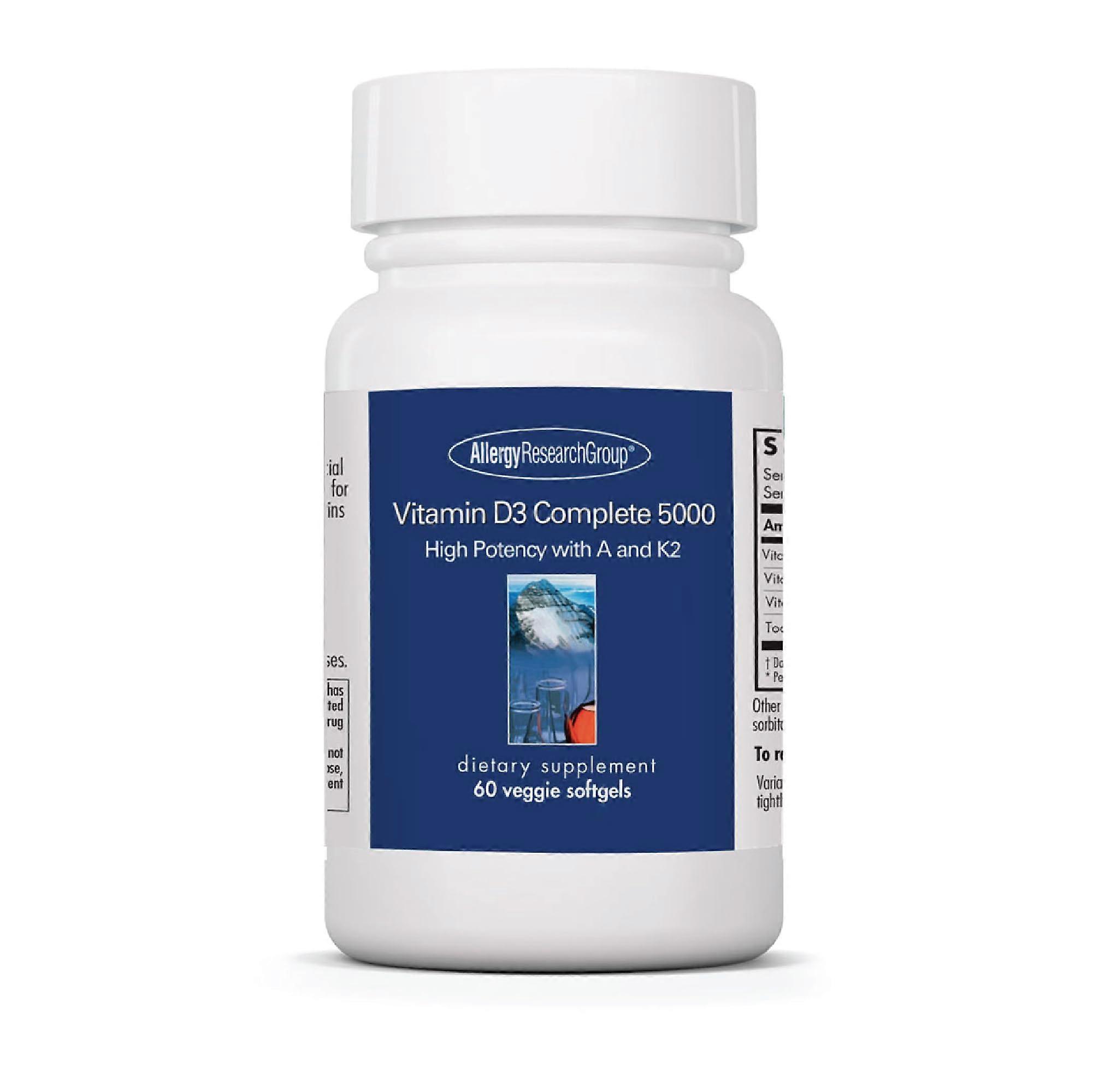Allergy Research Group， 维生素 D3 完整 5000 IU，60 粒素食软胶囊