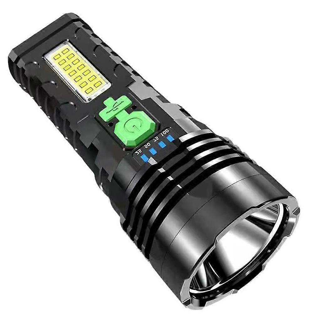 Solar Flashlight Rechargeable COB Side Light Portable LED Strong Flashlight