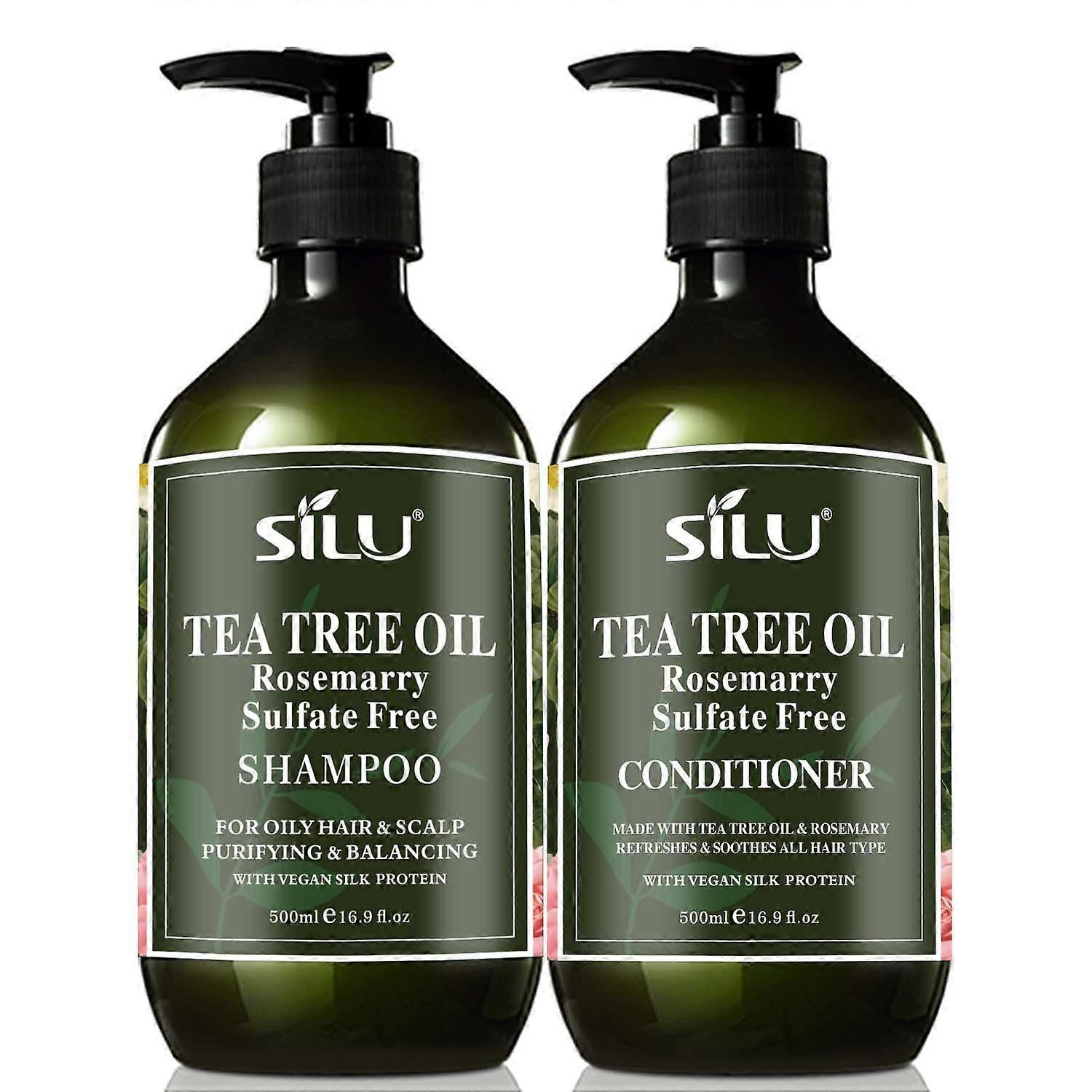 Shampoo e balsamo all'albero del tè Trattamento per il diradamento dei capelli Lenisce il prurito del cuoio capelluto e la forfora Aumenta la crescita dei capelli e riduce la caduta dei capelli Rosmarino e Grassi