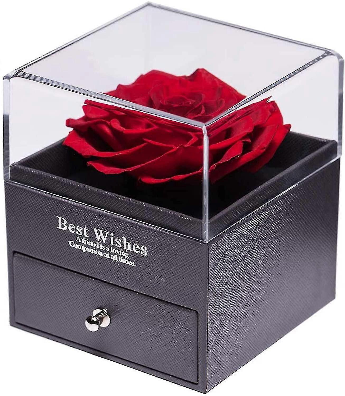 Rose Box, Infinity Rose Smycken Presentförpackning, Real Rose Red, Rose Present Kit