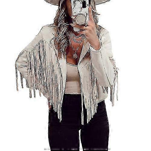 Women's Solid Color Fringe Jacket, Boho Autumn Coat