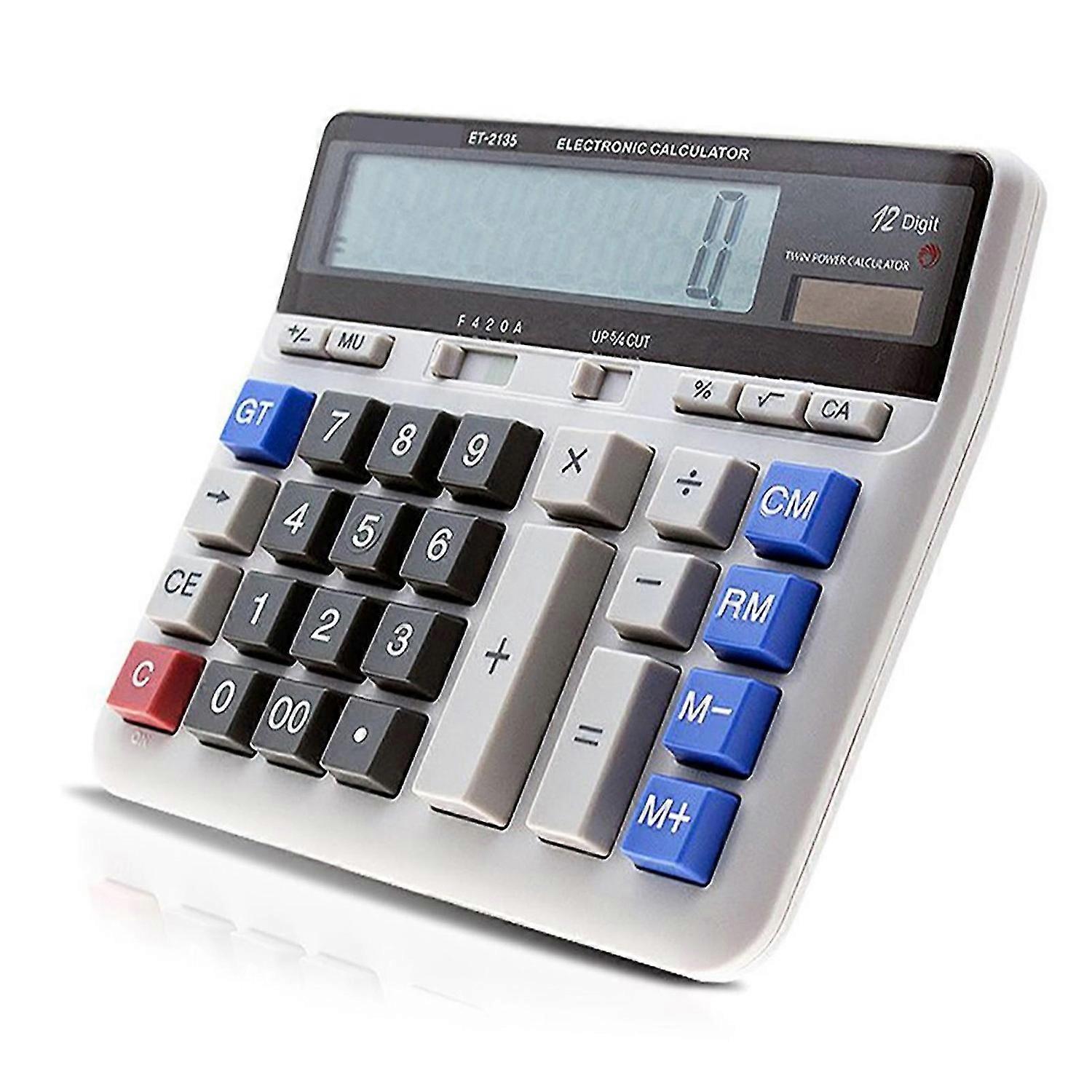 Large Computer Electronic Calculator Counter Solar & Battery Power 12 Digit Display