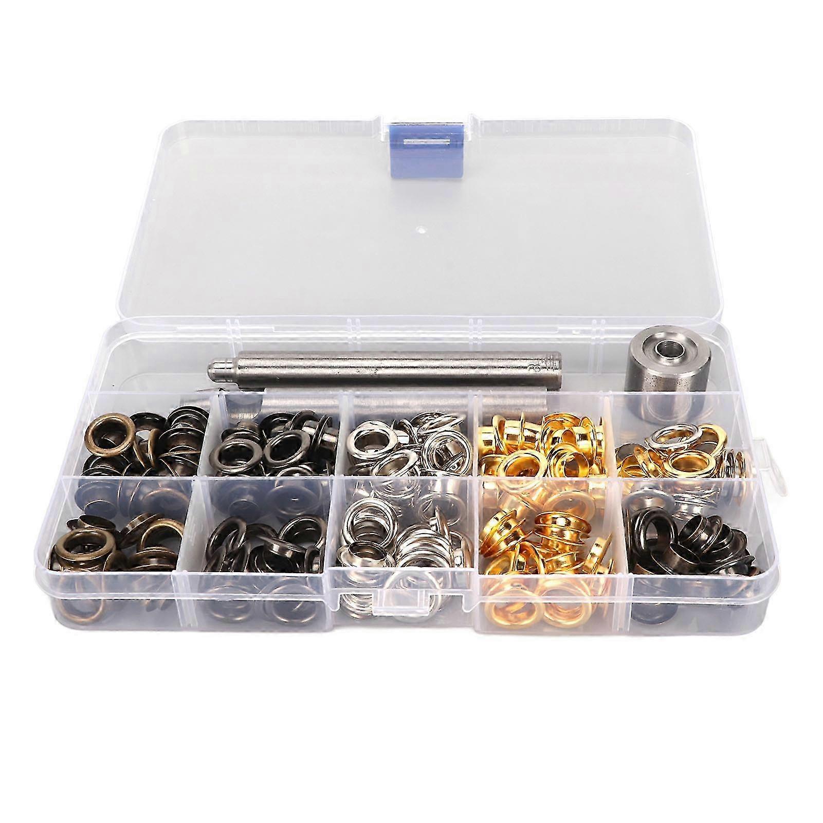 8mm Grommet Eyelet Kit 4 Colors 100 Sets Grommets Eyelets with 3 Pieces Install Tool Kit Eyelet Kit for Decorating