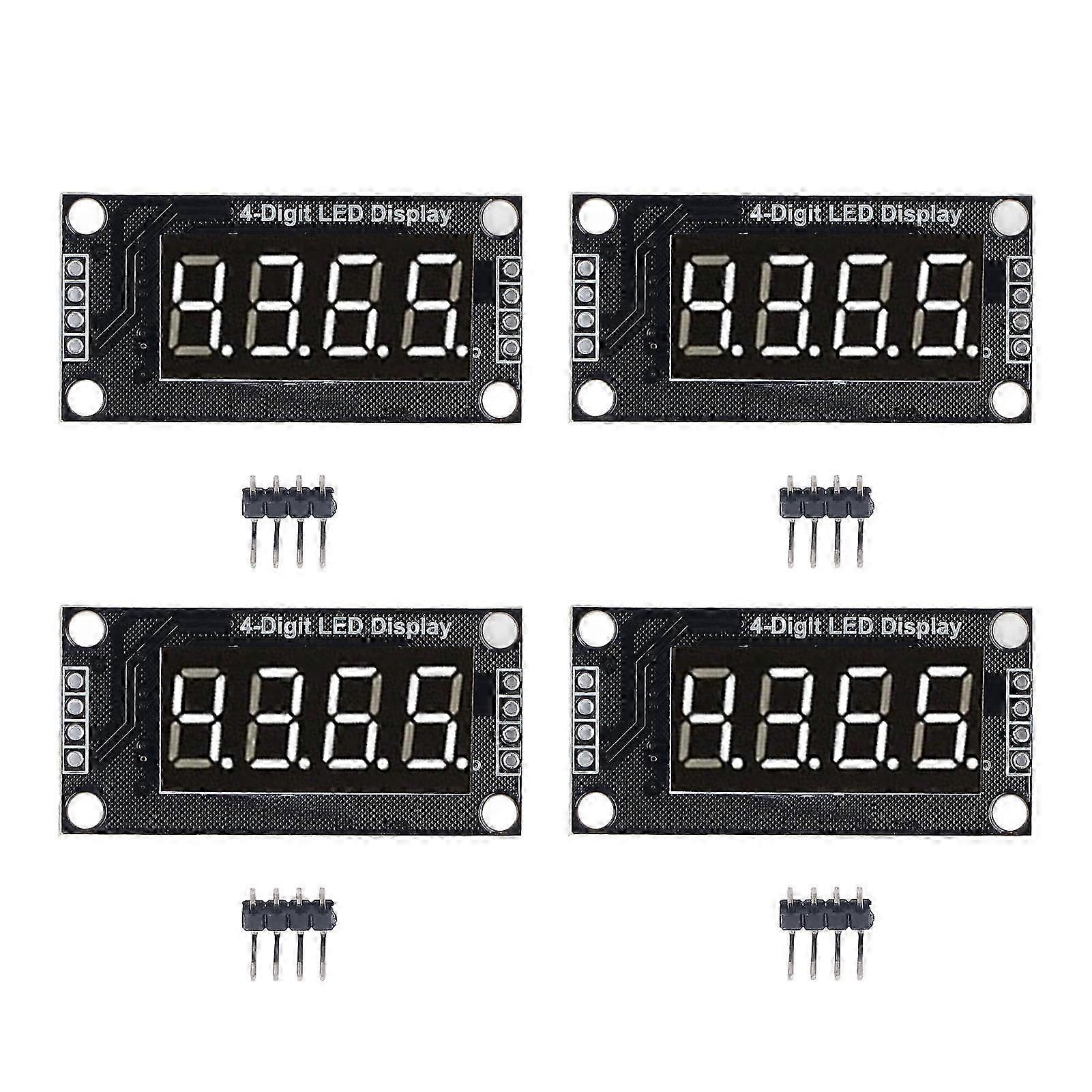 Lot de 4 modules d'affichage à tube numérique LED 4 chiffres 7 segments 0,36 pouce TM1637, puce de lecteur blanche MRA110A
