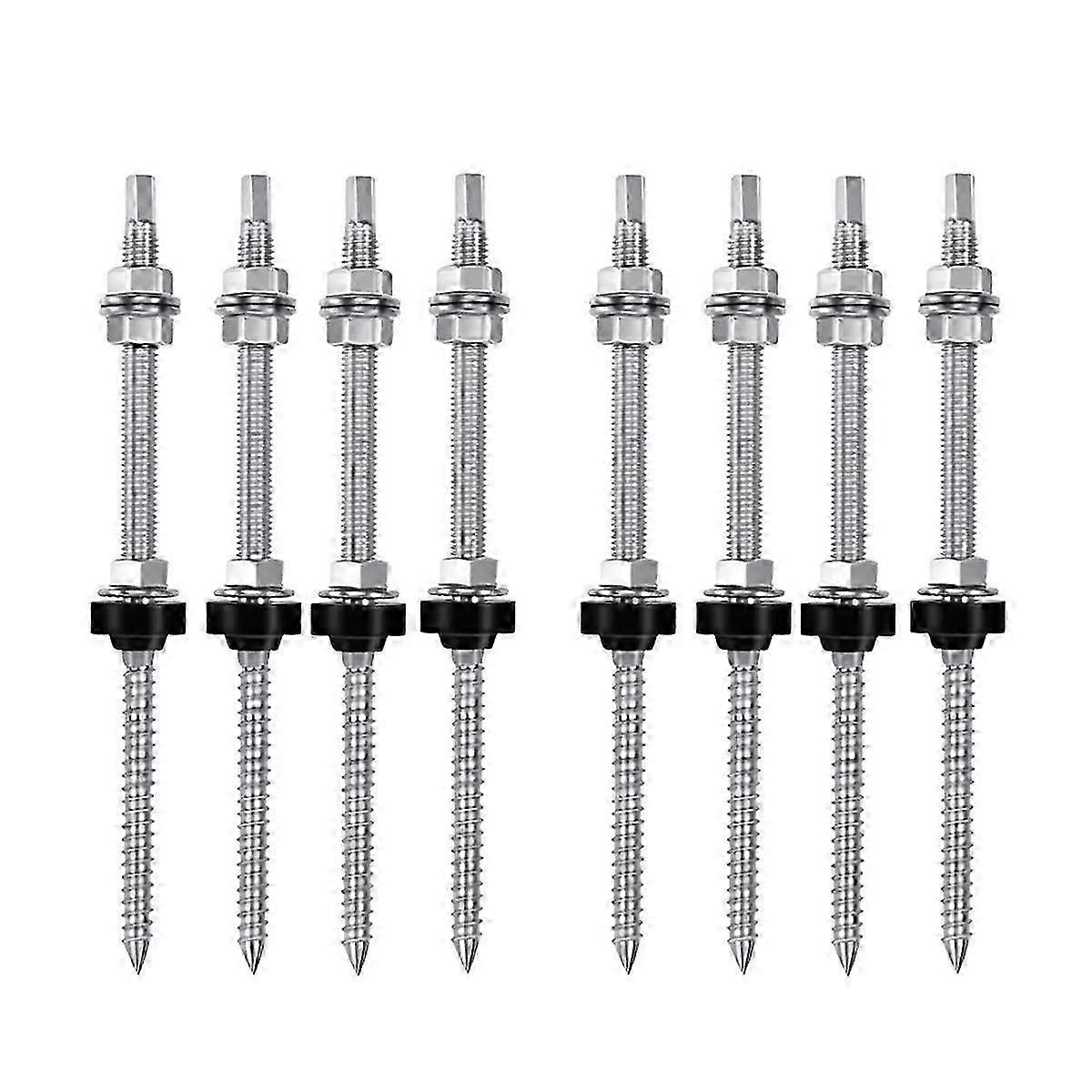 Hanger Bolts, M10 x 200 mm, Pre-Assembled, V2A, Height-Adjustable, for Photovoltaic Solar Mounting js