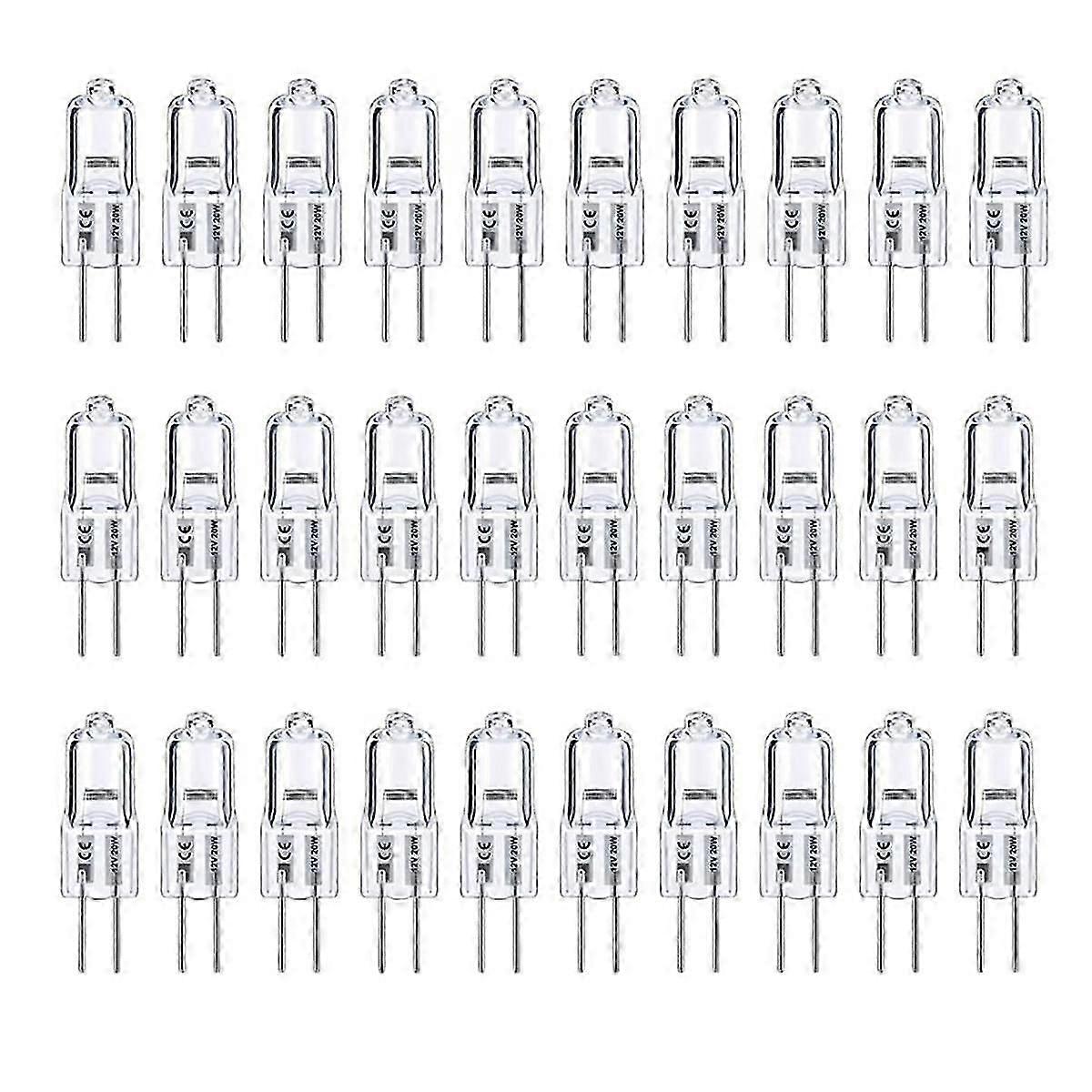 G4 Halogen Bulb 12V 20W 20 Pack with Bi-Pin Base, 300LM High Output for Cabinet Lights