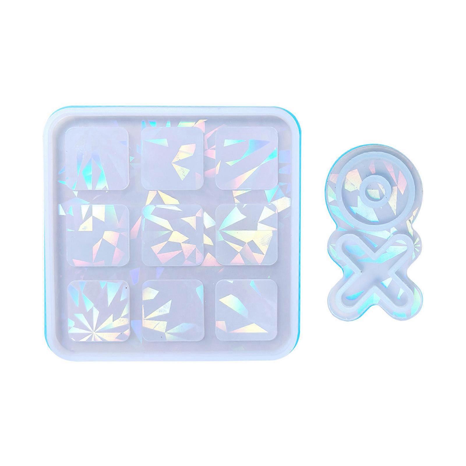 Chess Pieces Molds TicTacToe Resin Molds XO Board Game Silicone Molds for Resin Holographic Tabletop Board Game Craft Clear