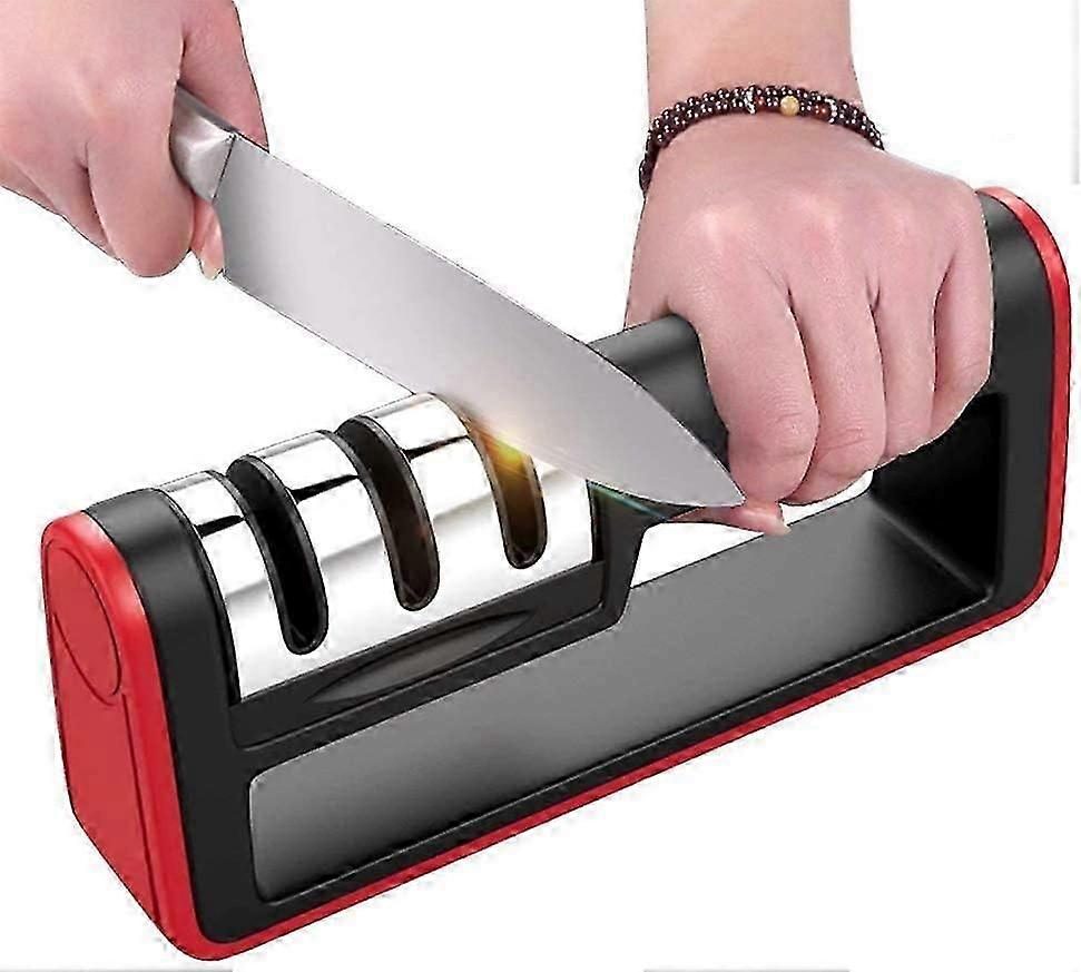 Knife Sharpener for Straight and Serrated Knives, 3-Stage Knife Sharpening Tool