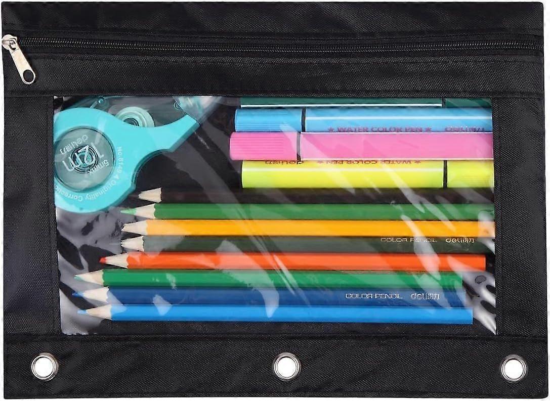 Pen Pencil Pouch with Clear Window Stationery Bag Binder Case Classroom Organizers