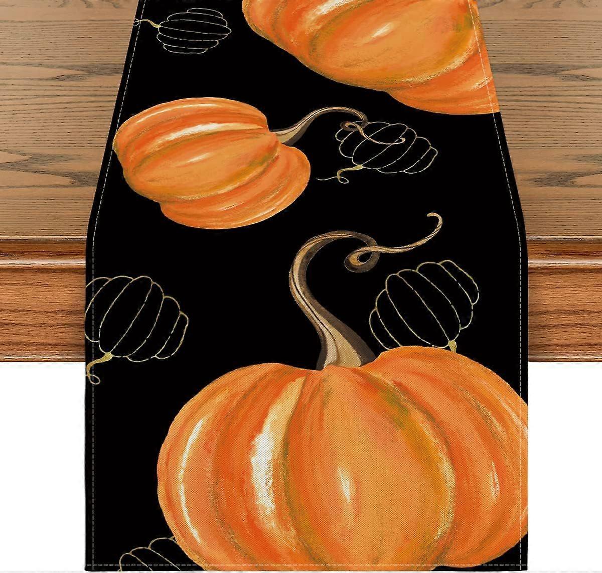 Autumn Thanksgiving atmosphere decoration tablecloth coffee table TV cabinet cover pumpkin maple leaf printed polyester table runner