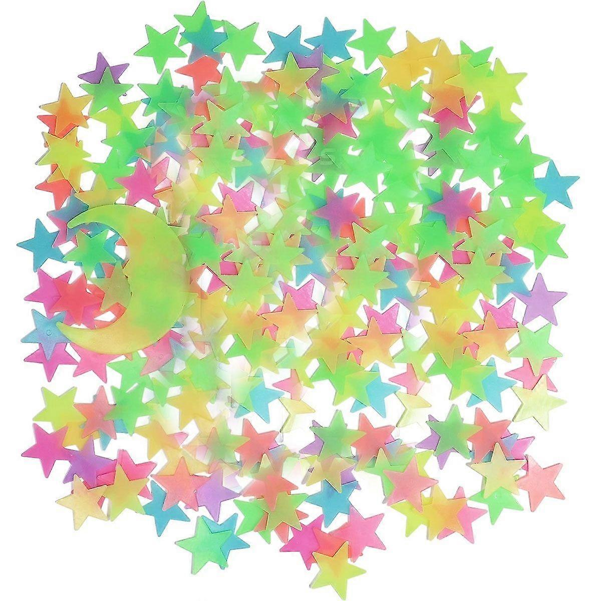 Adesivos de Parede com Estrelas Luminosas, Autoadesivos 3D, Pacote com 200