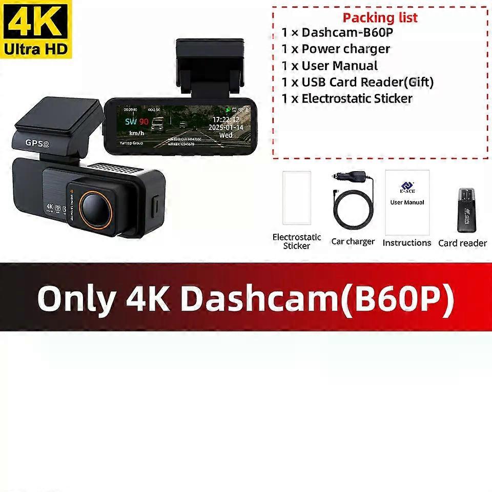 Unbrand DashCam Auto 4K voiture Dvr Enregistreur vidéo GPS intégré Prise en charge WIFI Double objec