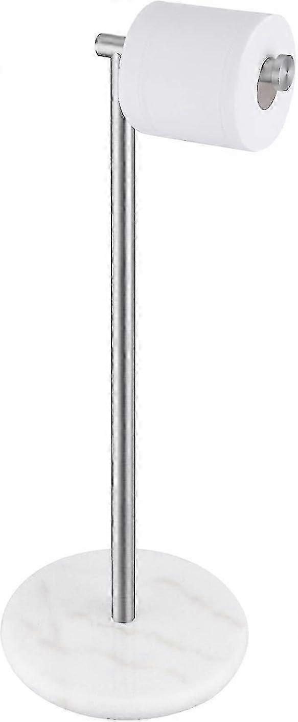 トイレットペーパーホルダースタンド、モダンな天然大理石ベースの自立型トイレットペーパーロールホルダー、白い自立型トイレットペーパーホルダーSUS304ステイン