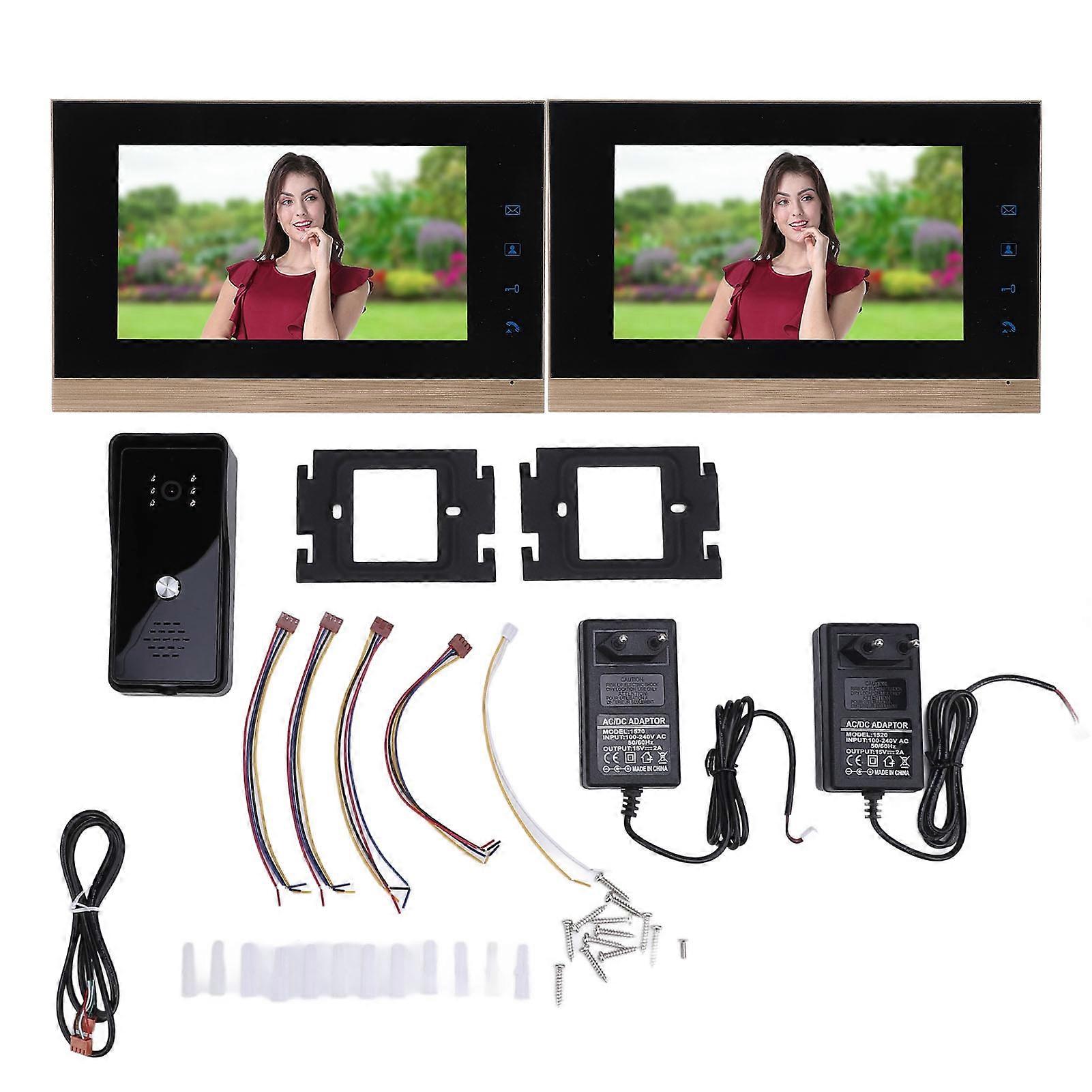 Wired Video Intercom System with HD CMOS Sensor, One-Touch Unlock, Touch Control, 7-inch Monitor Doorbell for Home, Business, Apartment, Black