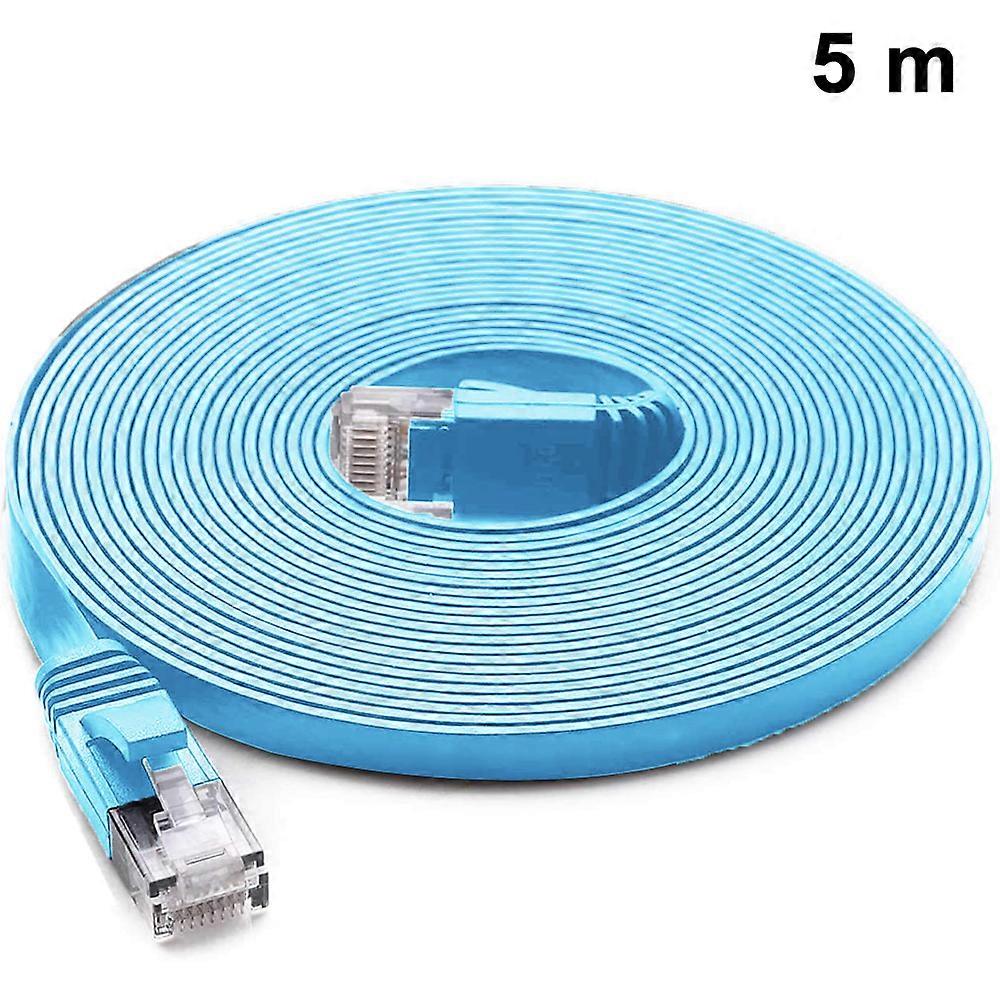 Flat Shielded  Ethernet Patch Network Cable Plated Plug Stp Wires For High Speed Computer Router Ethernet Lan Networking（Blue 5M）
