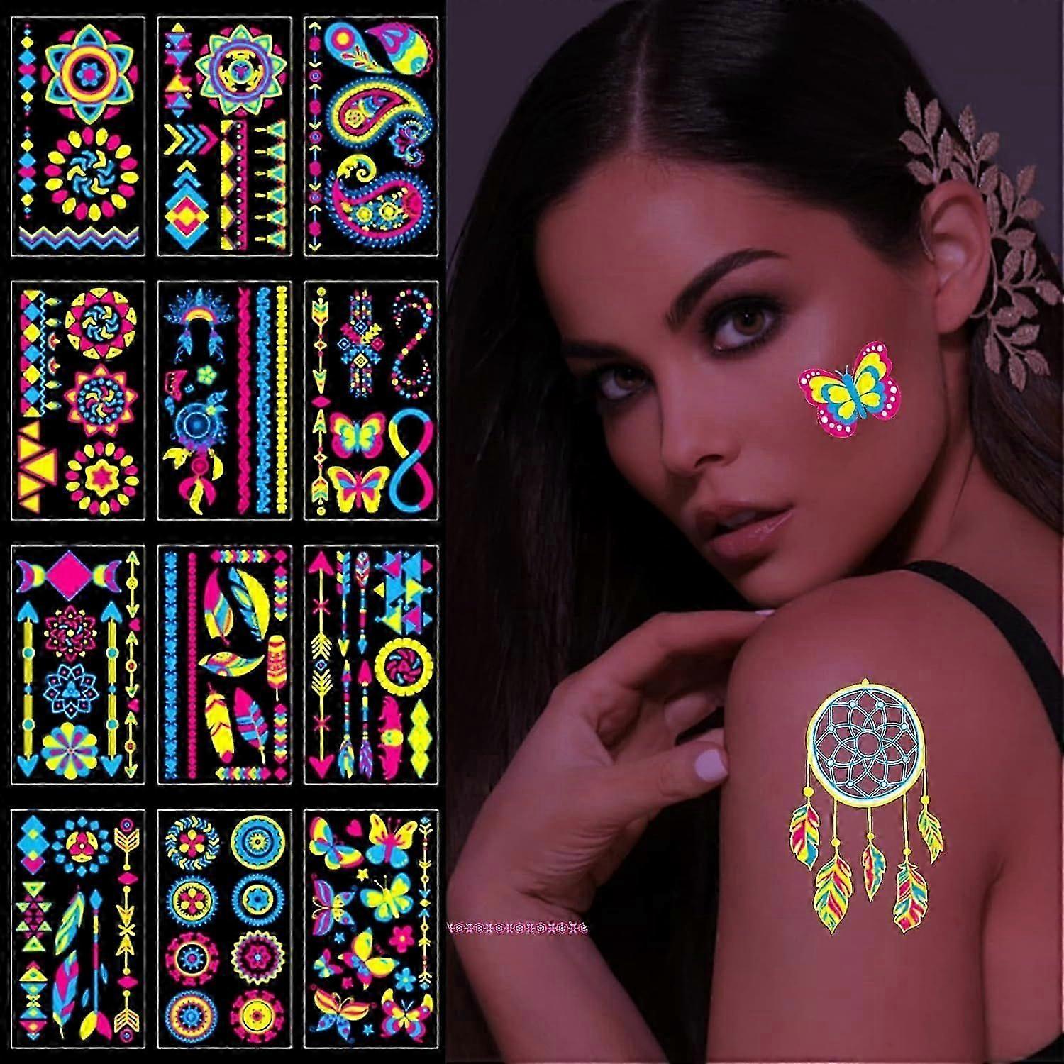 Neon Face Paints for Festivals - Glow in the Dark Temporary Tattoos