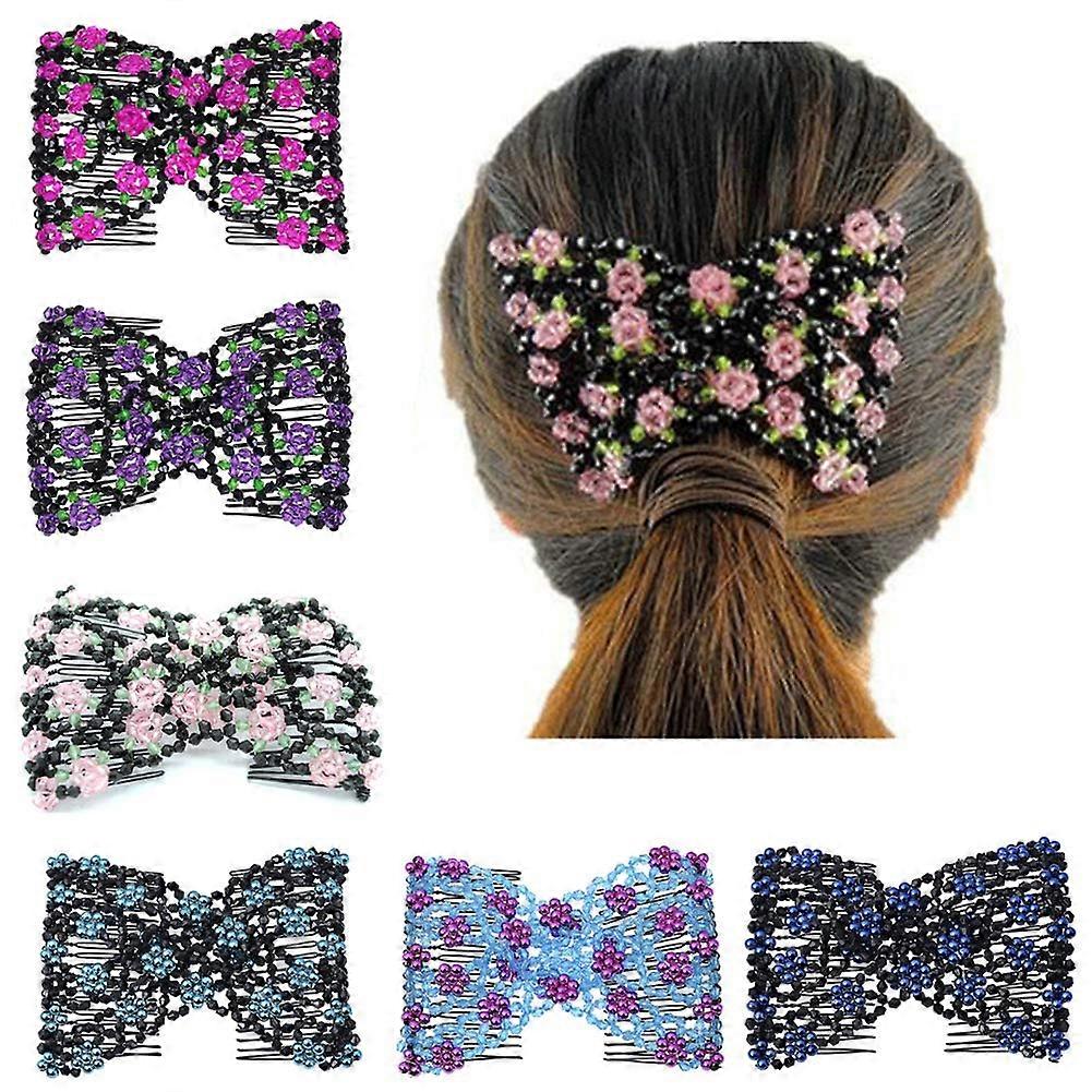 Magic Hair Side Combs - Double Clips Bun Maker Tool for Thick and Thin Hair, 6-Pack Styling Accessories, Model 5615