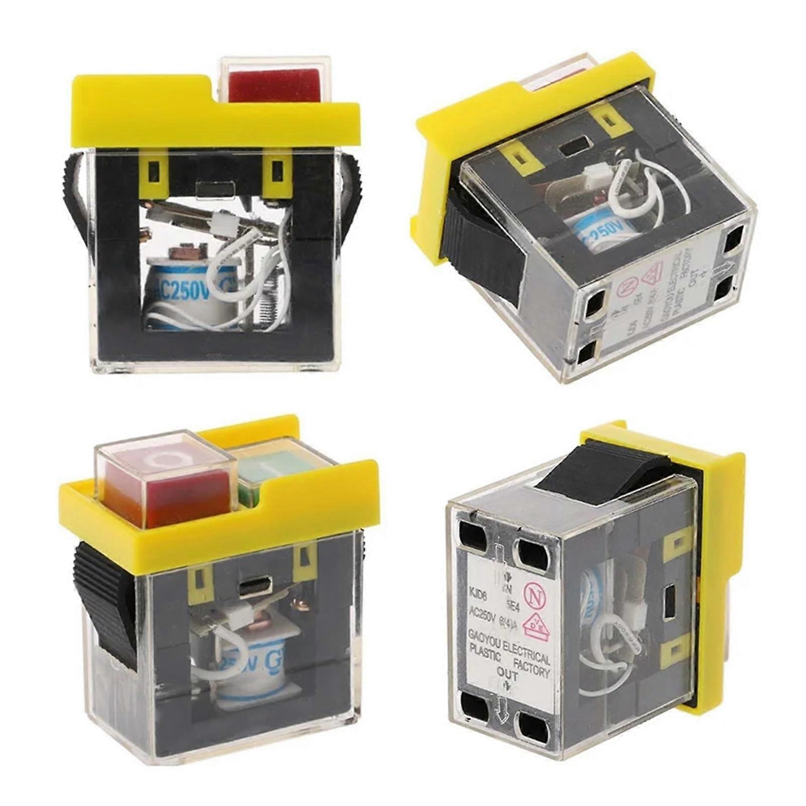 On Off Switches 250V Waterproof 6(4)A Electromagnetic Switch KJD6 5E4 Undervoltage Power-Off For Saw Cutter Drill