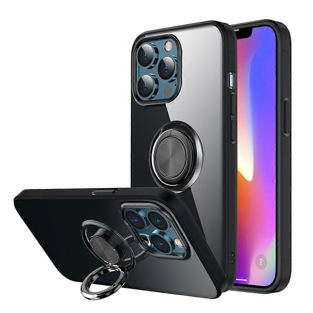 Unique Scratch-resistant Classic Durable Transparent Mobile Phone with Ring Holder Compatible for Apple 13 Series Transparent black