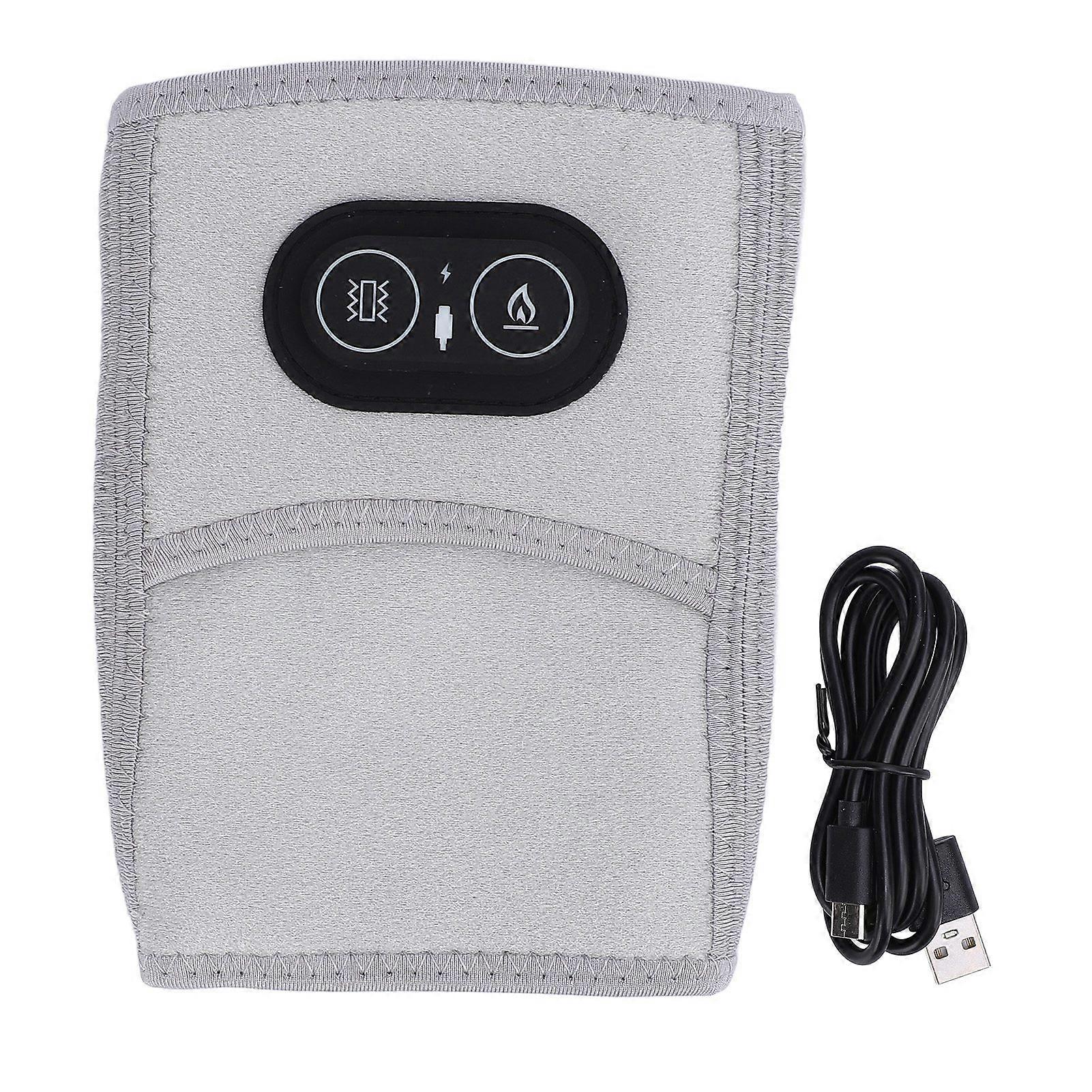 Elbow Heating Pad Wrap 3 Heating Levels Adjustable Hook Loop Fastener Vibration Heated Arm Brace Light Grey