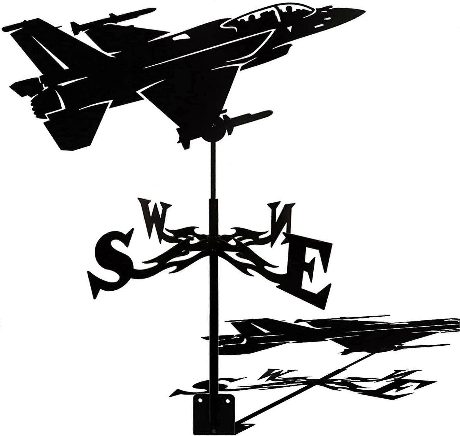 Weather vane with fighter plane ornament, weather vane, wind direction indicator for garden, courtyard, easy handling, 50 x 35 cm