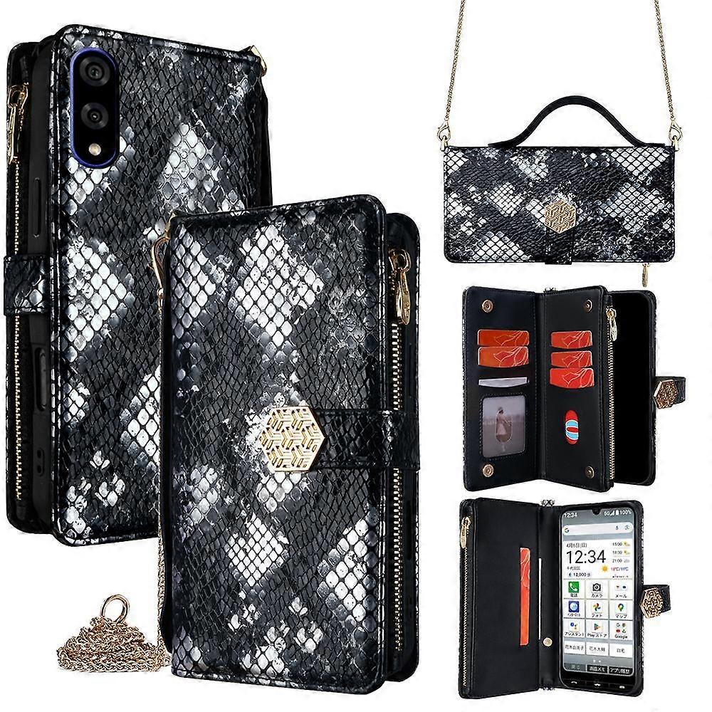 Crossbody Handle Snake Texture Leather Phone Case