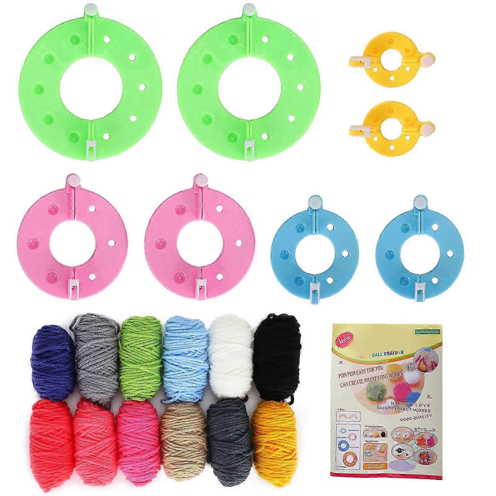 Colorful Pompom Maker Kit DIY Wool Yarn Knitting Craft Gift Set