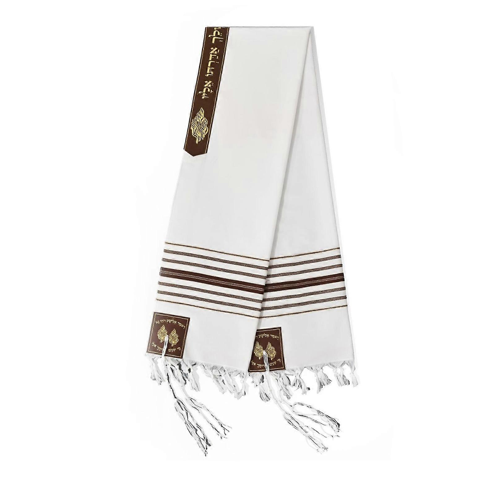 Xale tradicional judaico de 71 polegadas para cultos, com quatro cantos para oração pelo Bar Mitzvá e orações em família. Cor marrom.