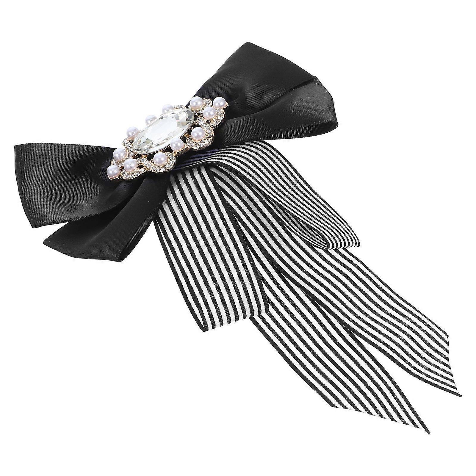 Elegant Pre Tied Bowknot Bow Tie with Rhinestone Pearl Decoration, Durable Business & Party Wear Accessory for Men and Women