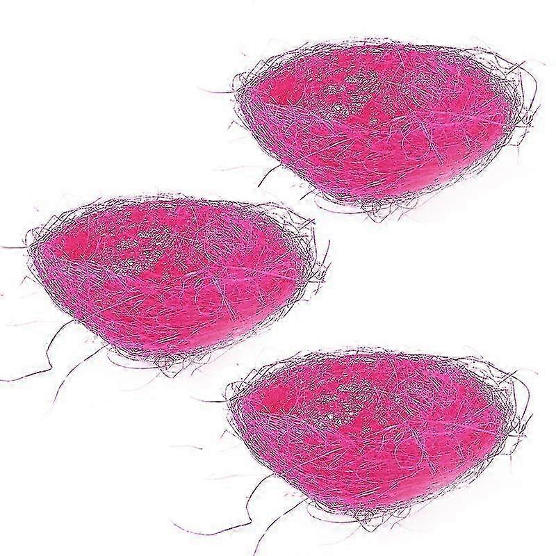 3pcs artificial nest mini colored thread bird nests for candies and eggs in rose red, suitable for your festive Easter decorations