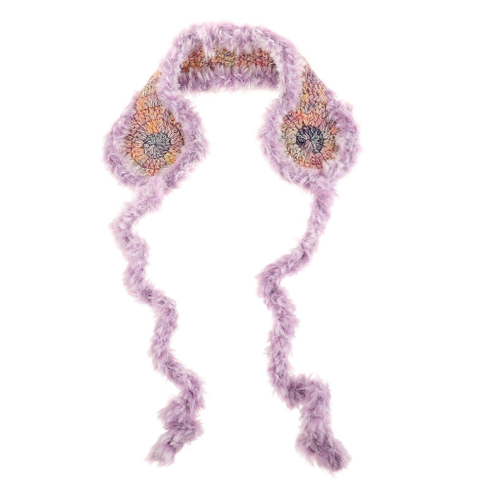 מתכוונן חורף אוזניים אטמים לסרוג אוזניים עגול שיפוע סגול לבנדר חום הגנה מפני כפור 1 סט