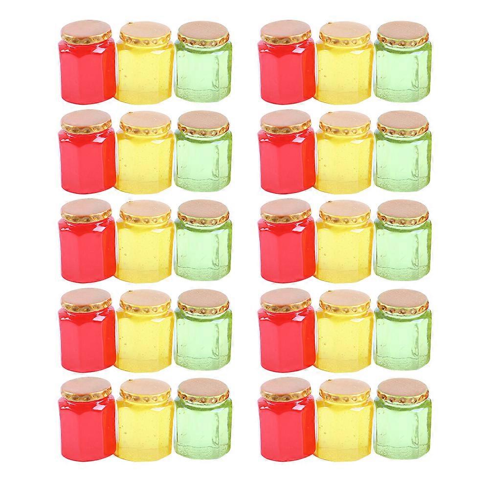 Assorted Color Miniature Jam Jar Decor Resin Material for Warm Atmosphere Creating 30pcs