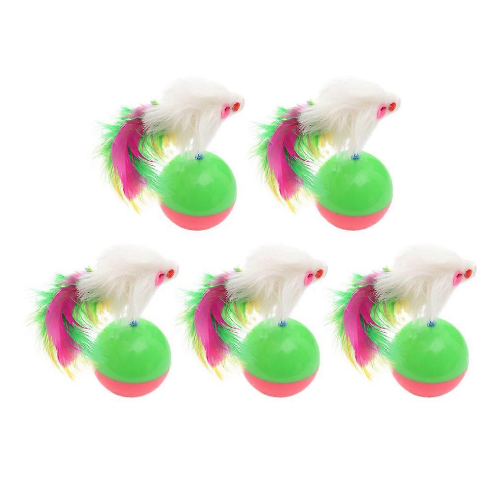 5pcs Plush Rat Tumbler Cartoon Mice Interactive Cat Teaser Plastic Funny Home Use Toy