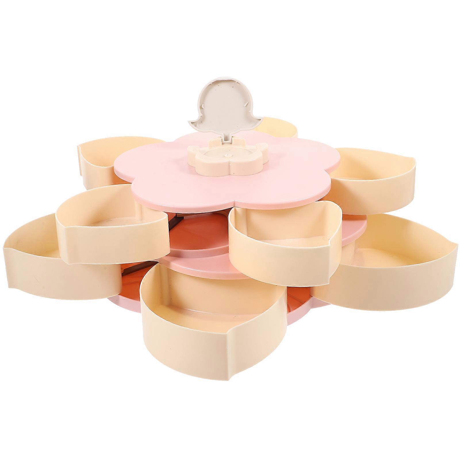 Candy Storage Case Snack Container Double-Layer Pink 27.00X27.00X13.00CM Moisture Sealed 1 Pc