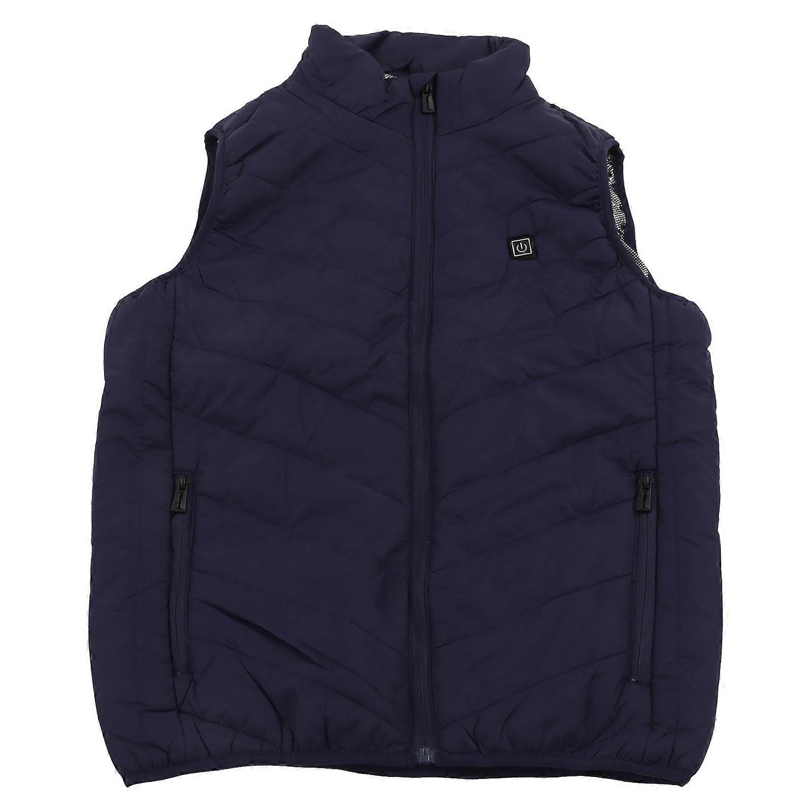 USB Smart Electric Heated Vest, Heated Jacket, 2 Heating Zones, 3 Speeds, Men's Heated Clothing, Outdoor, Dark Blue, 3XL