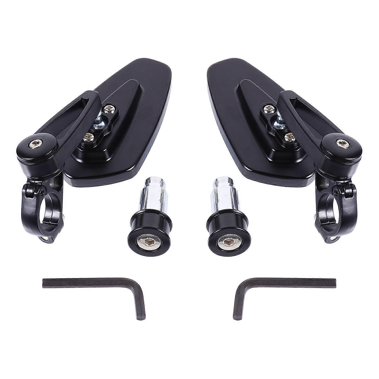 Black Motorcycle Rear View Mirrors for Scooter with 360 Degree Rotation and Wide 2