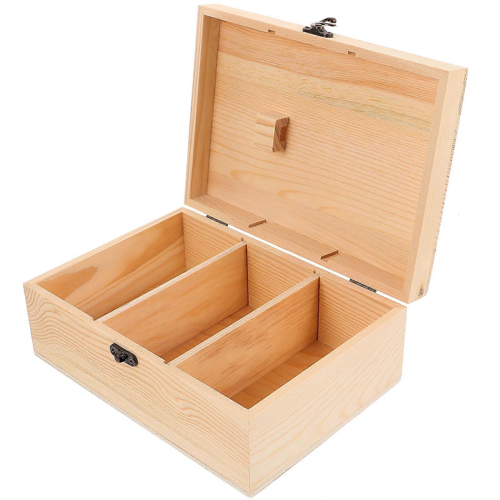 Sewing Tool Basket Wooden Sewing Tools Box For Craft Projects Storage 24x17cm Rectangular Shape Rustic Style 1Set