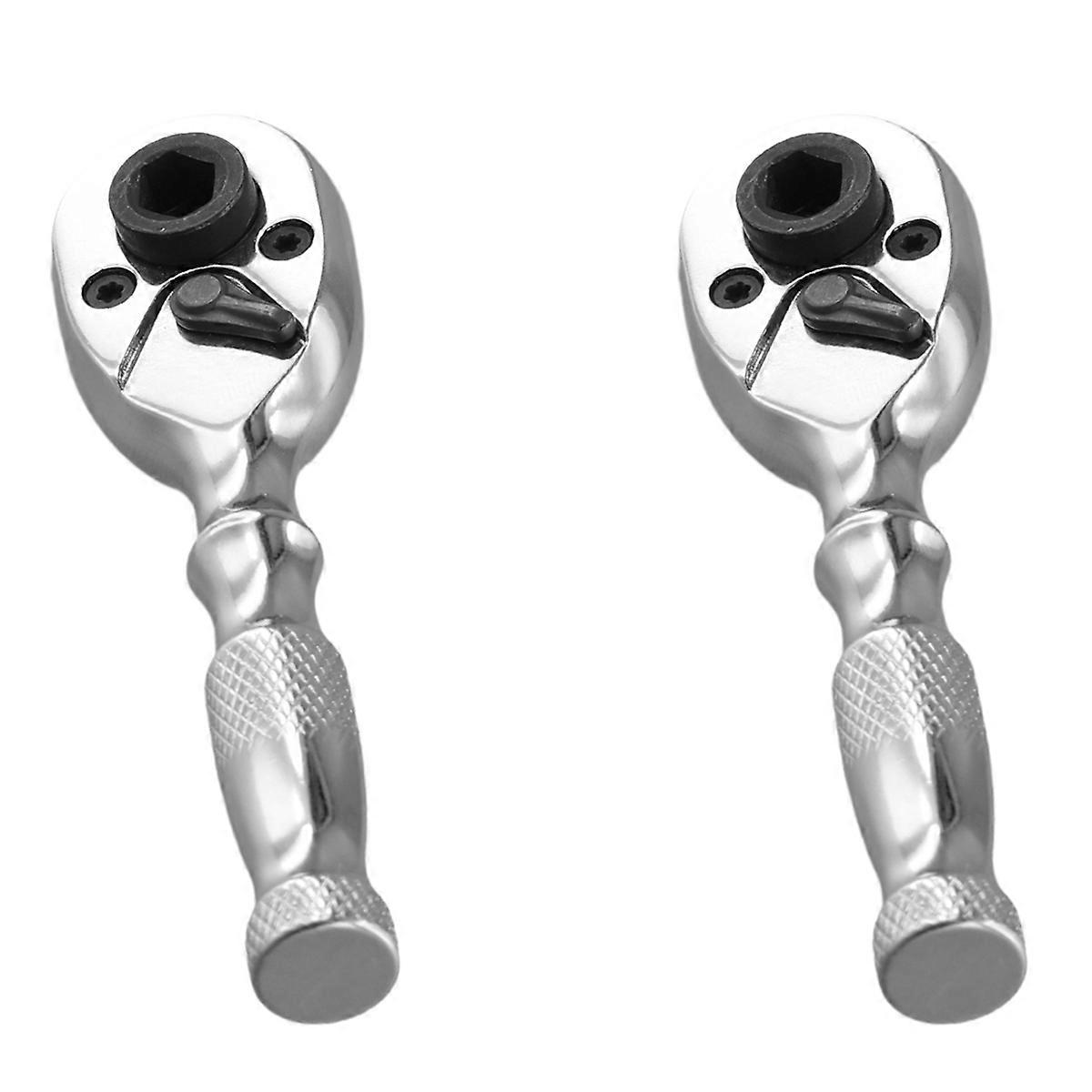 2X 2 in 1 Mini Dual End Handle Ratchet Handle Drive Finger Ratchet Wrench Two Screwdriver Bits Repai