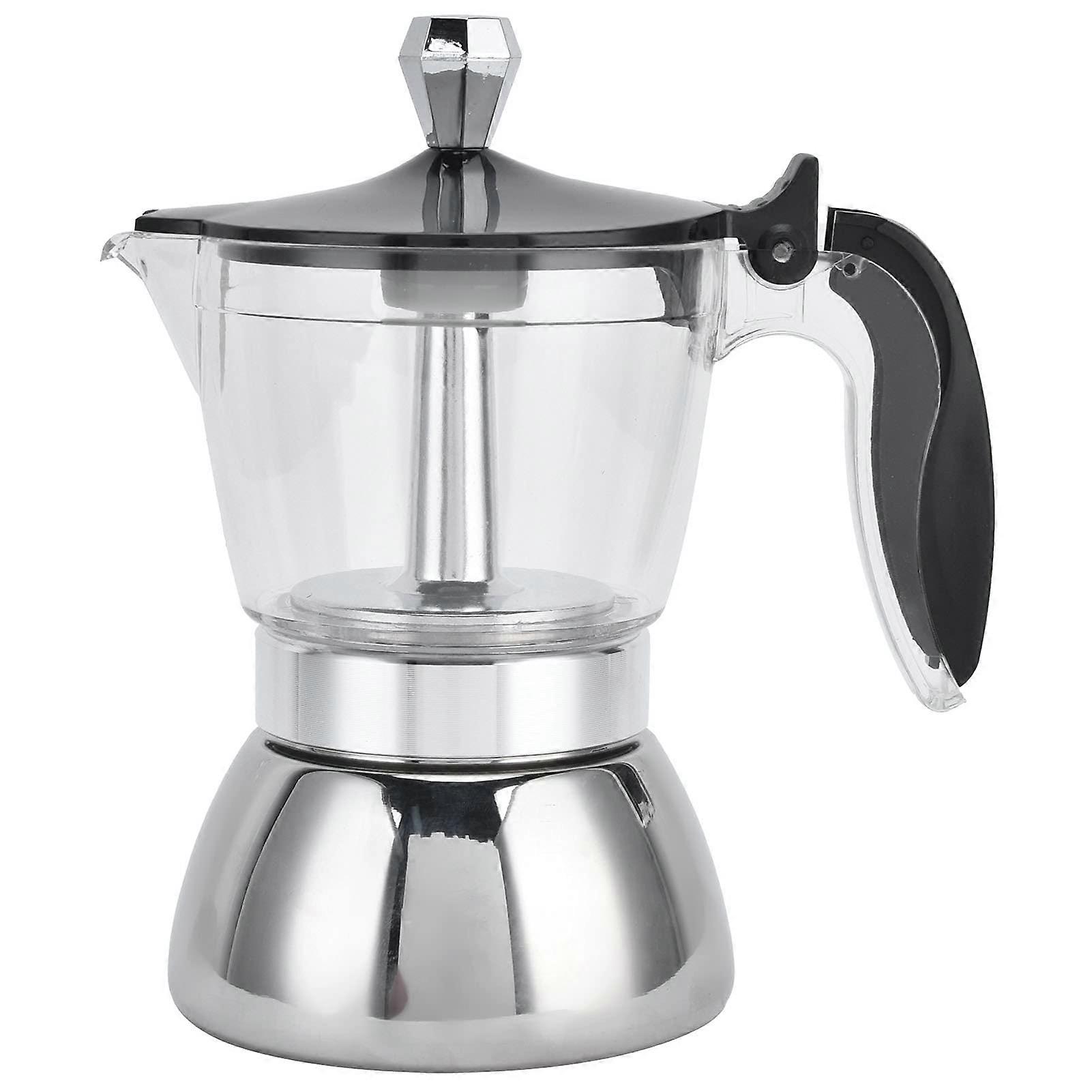 4 Cup Stainless Steel Stovetop Espresso Maker with HeatResistant Handle and Transparent Chamber