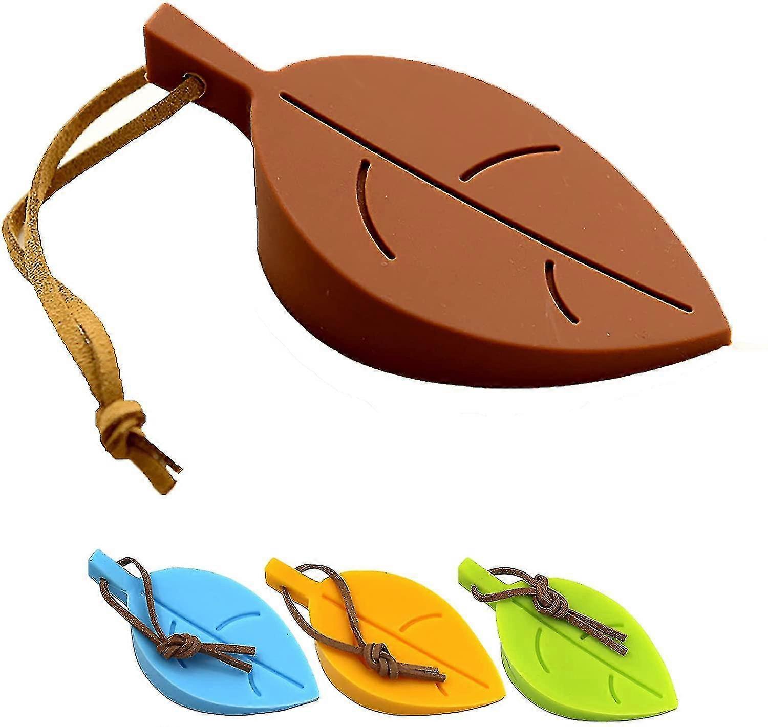 Pack of 4 Silicone Rubber Leaves Door Stoppers with Holding String