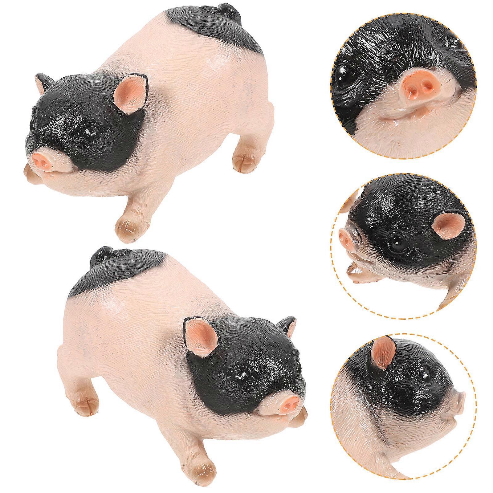 Farm Animal Statues Pig Statue Craft Decoration Simulation Pig Figurine Imagination Development 2Set