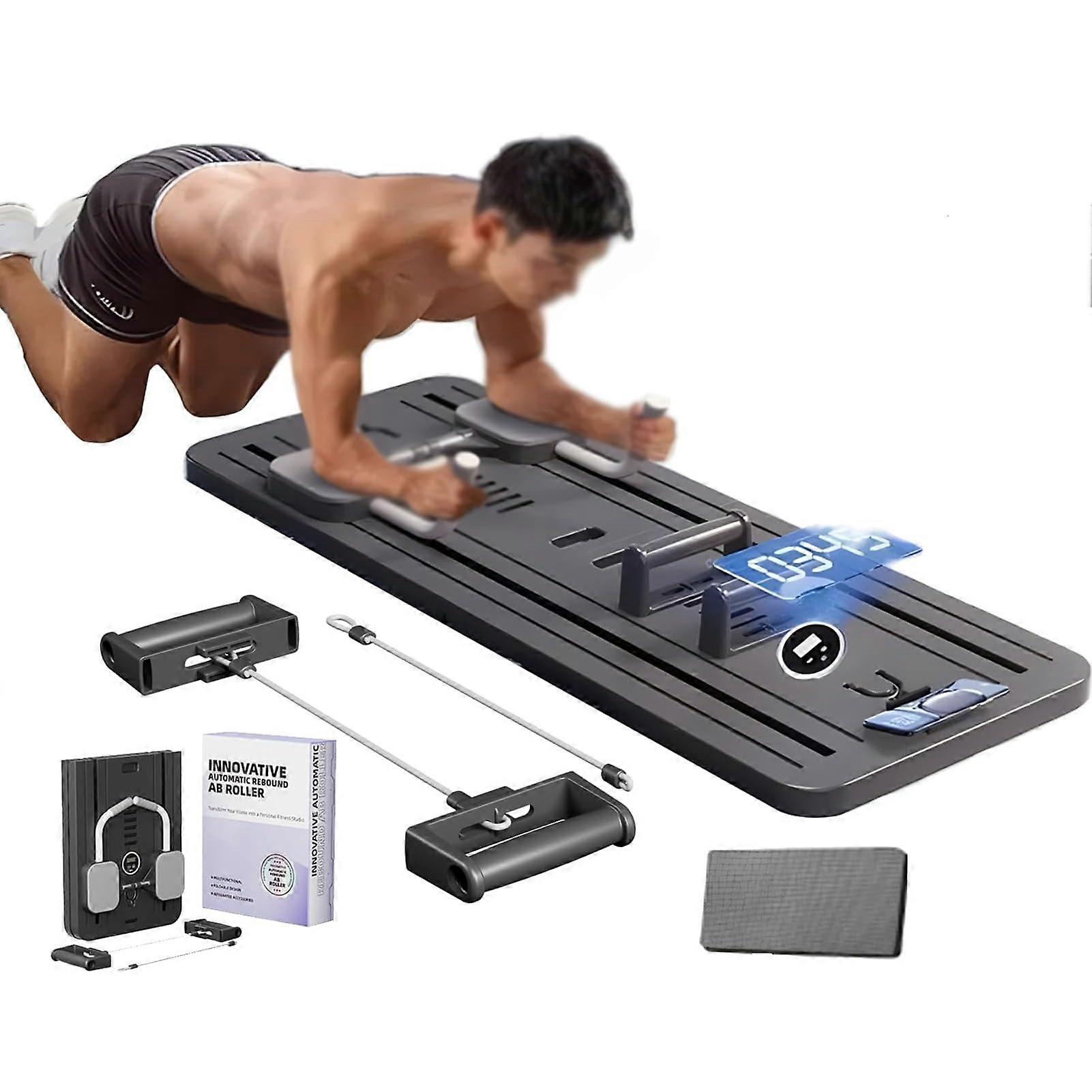 Upgraded Ab Roller Wheel Training Board, Foldable Pilates Reformer Machine Board Set
