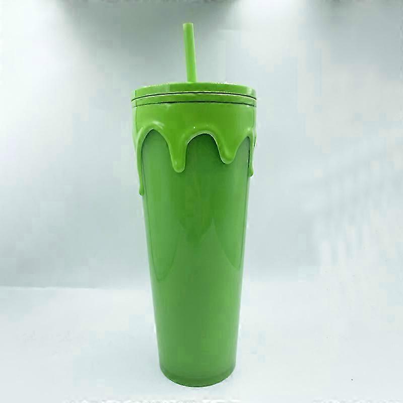 Large Capacity Double Layer Plastic Water Straw Cup