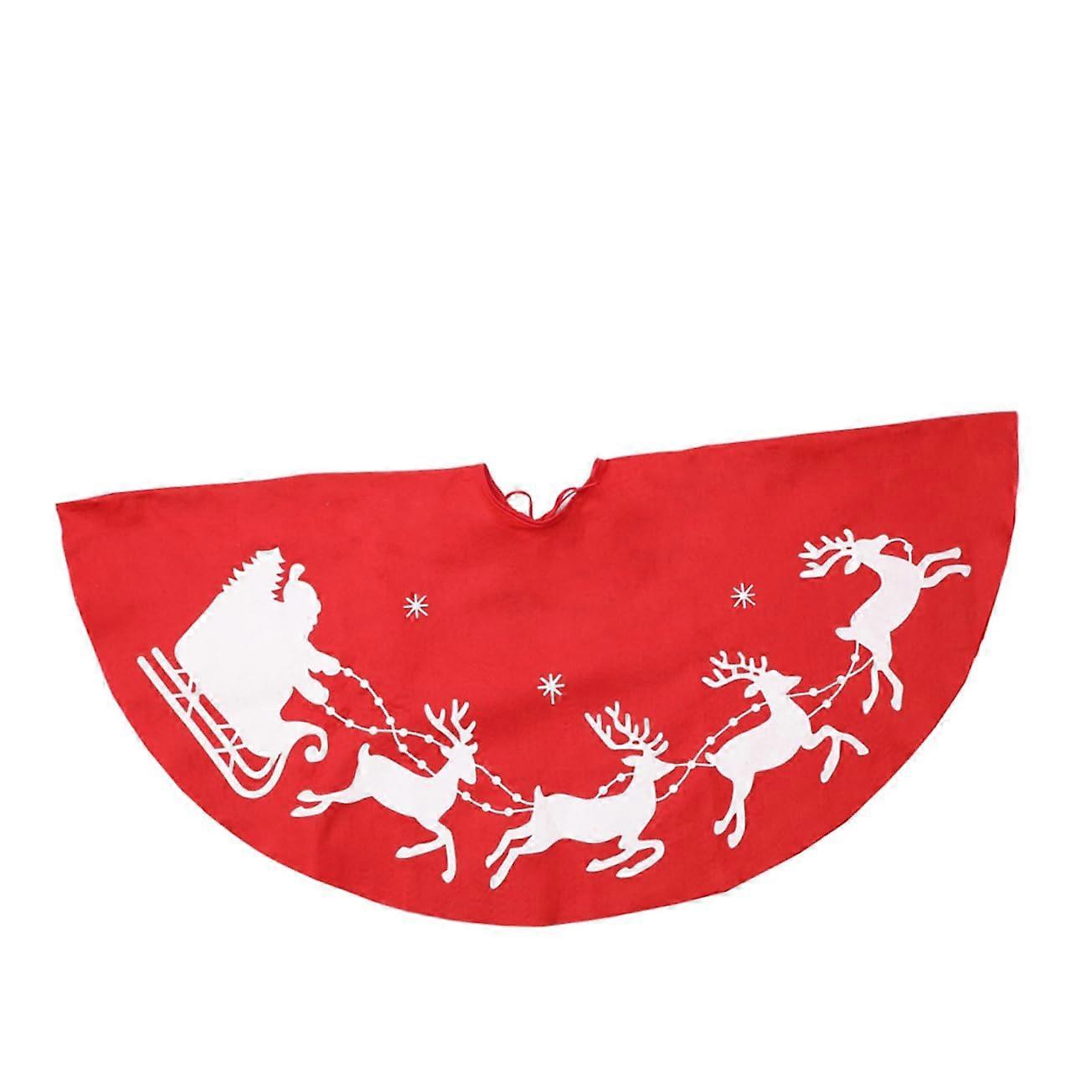 Tree Skirt Mat Round Red Elk Christmas Tree Skirt For Artificial And Real Trees Holiday Decoration