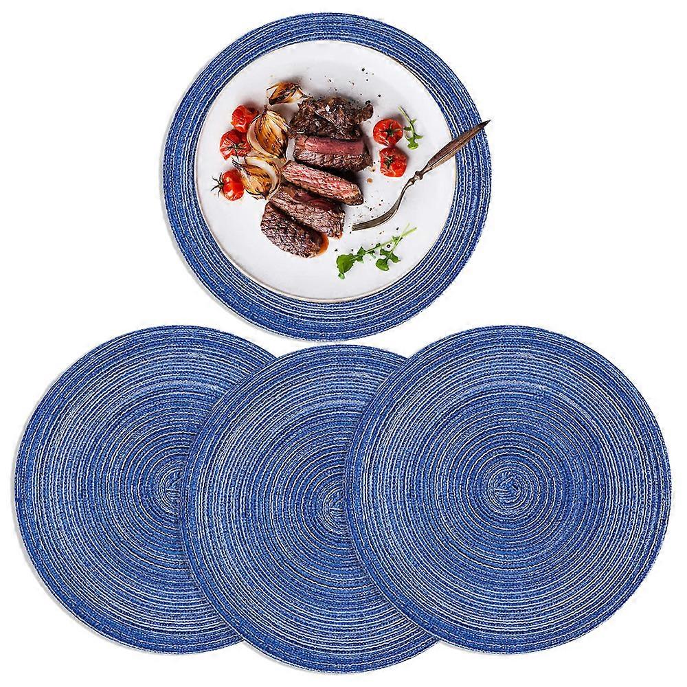 Round Woven Table Mat Table Round Table Mat Washable-Blue